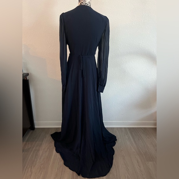 Lulu's Midnight Blue Long Sleeve Maxi Dress Large - Picture 3 of 4